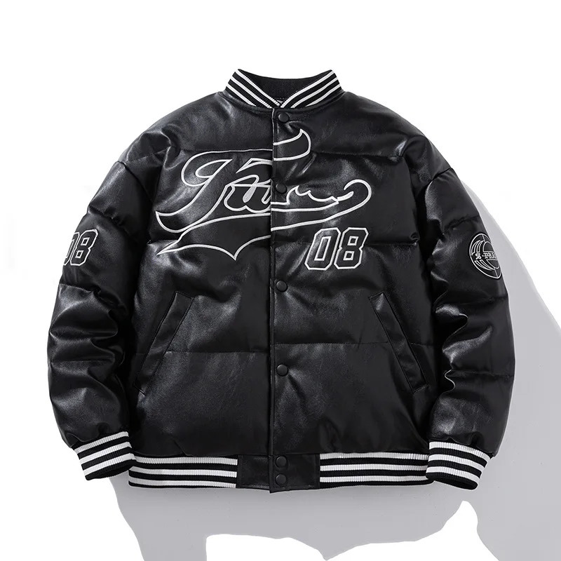 PU Leather Baseball Jacket women Trend Patchwork Letter Embroidery Cardigan Coats Male Autumn Casual Loose Mens Jackets 251028