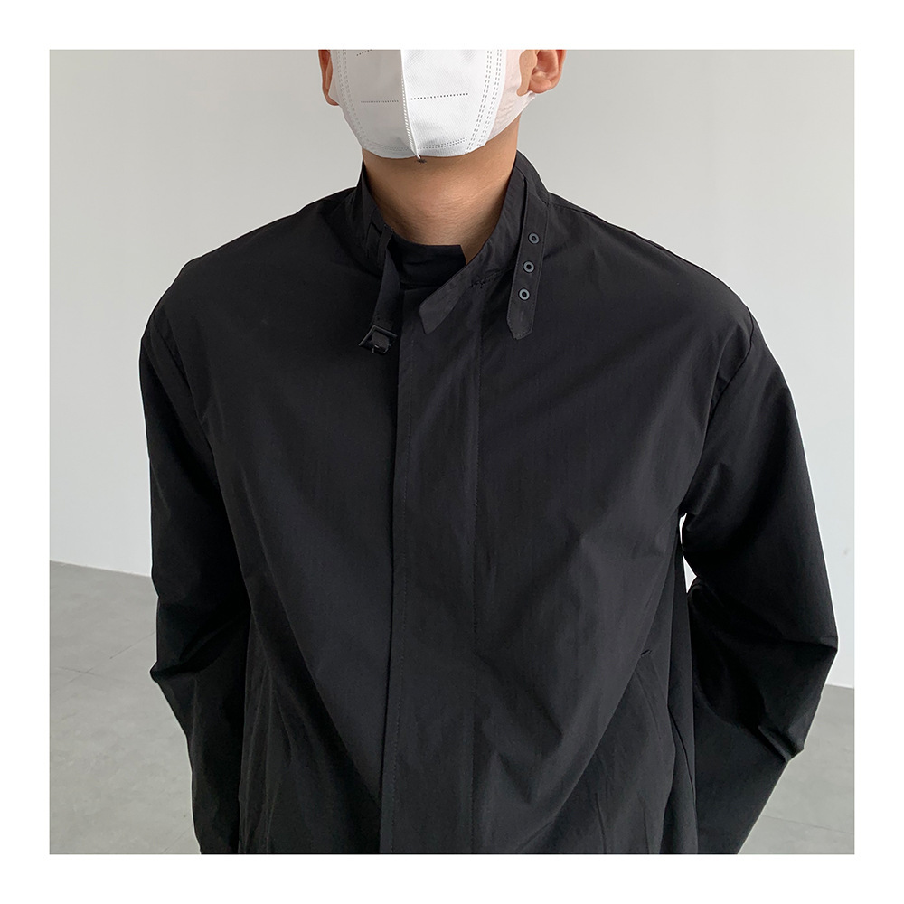 Minimalist Design Loose Black Jacket 2024 Spring And Autumn Season Coat Small Stand Designer Coat Collar Top Men's Cardigan Shirt Trendy Brand