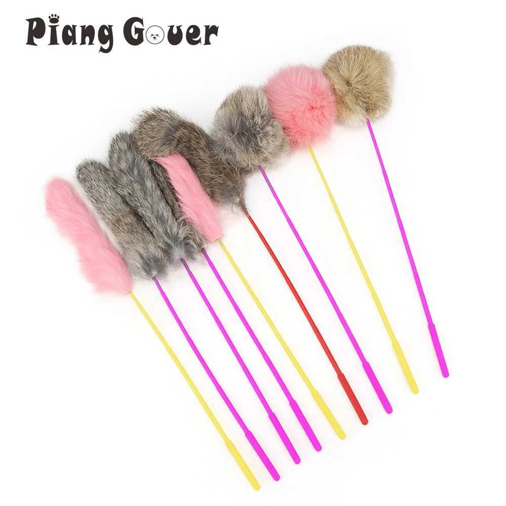 5pcs Random Feather Plush Ball Cat Teaser Stick Short Teasing Rod Cats Pet Toys Kitten Playing Scratch S251029