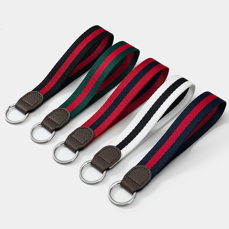 Fashionable Simple Striped Webbing Multi-purpose Keychain Bag Pendant Trendy