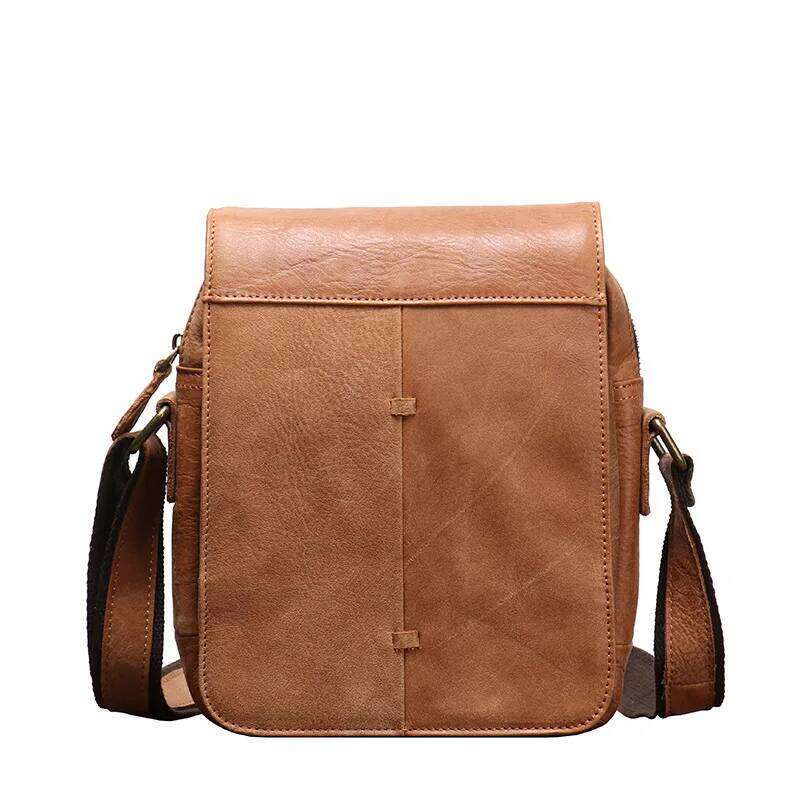 Designer bag 52 Men's Genuine Leather Vintage Single Shoulder Flap Top Layer Cowhide crossbody bags Ipad side bag for men sacoche homme