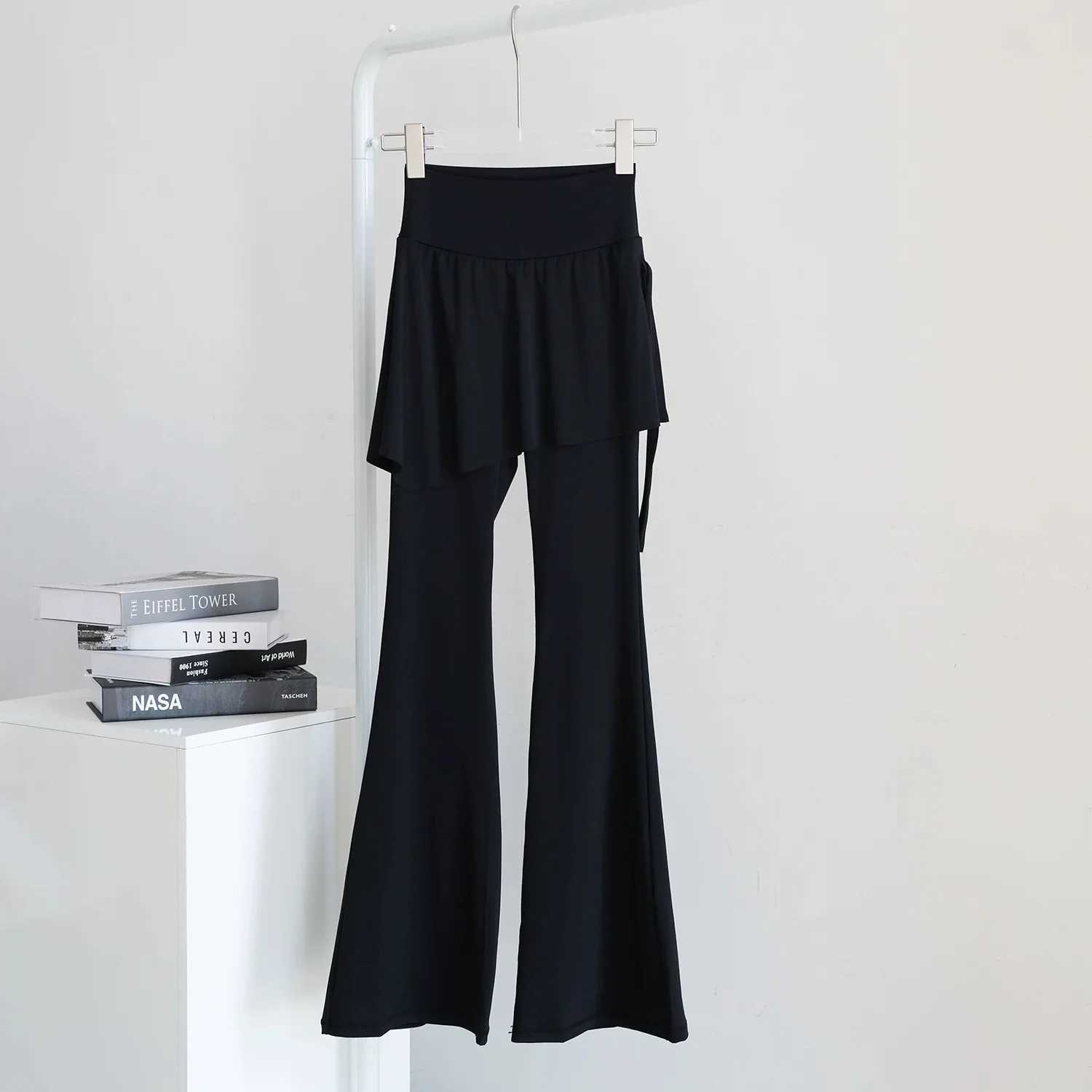 Fake TwoPiece Pantskirt Yoga Flared Pants Womens SheerLook Drawstring HighWaist ButtLifting Sports Fitness Pants for Women J251030