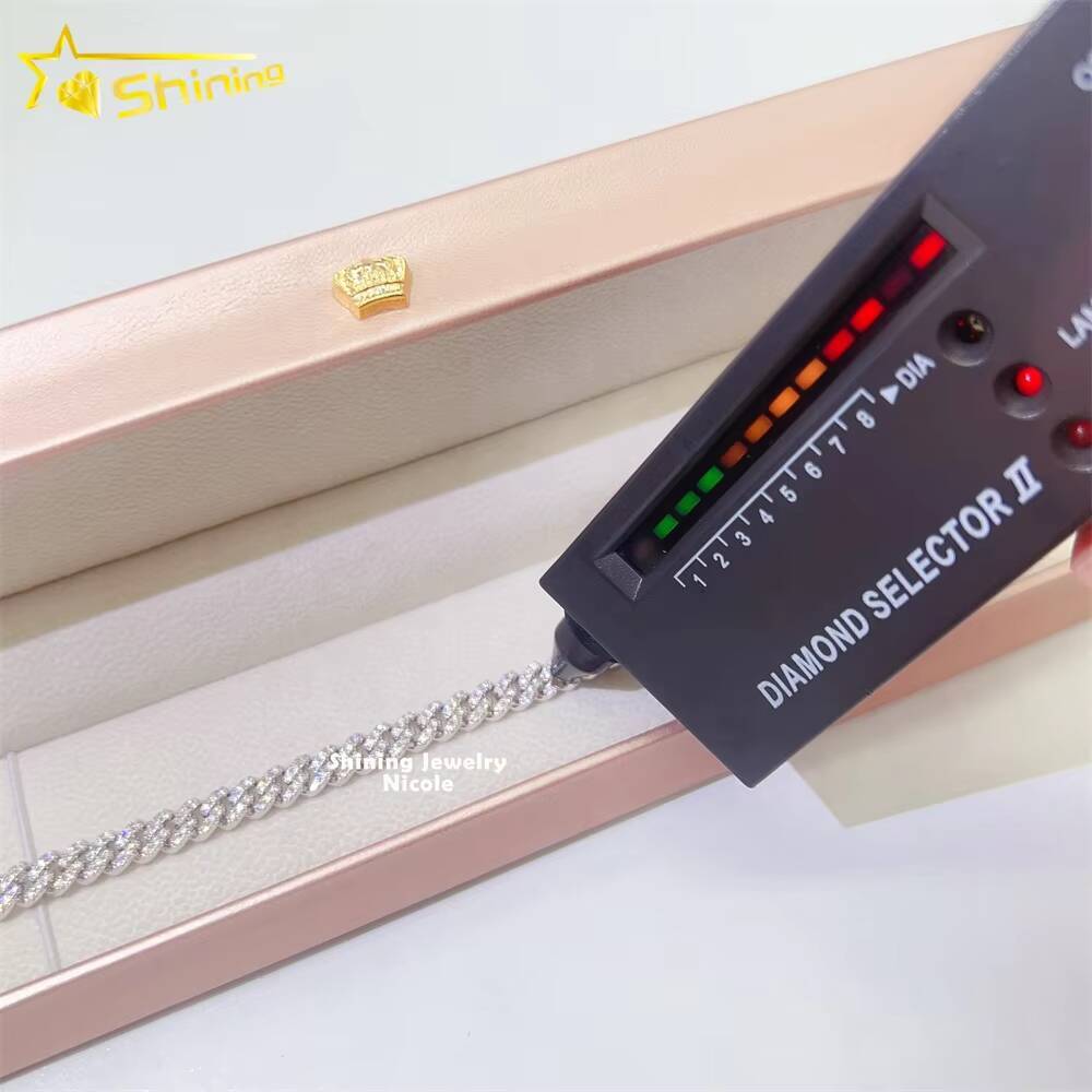 Wholesale Price Pass Diamond Tester 6mm Cuban Link Chain 925 Sterling Silver Moissanite Cuban Bracelets