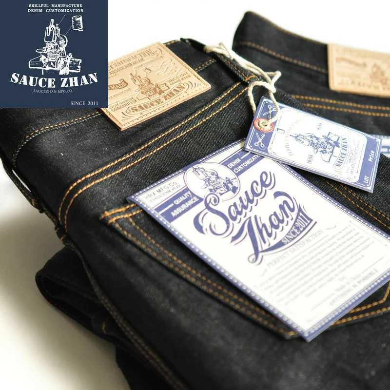 SauceZhan 315XX Taper fit Selvedge denim Jeans for men Denim Jeans Unwashed BLUE Jeans 145 Oz Motorcycle Jeans J251030