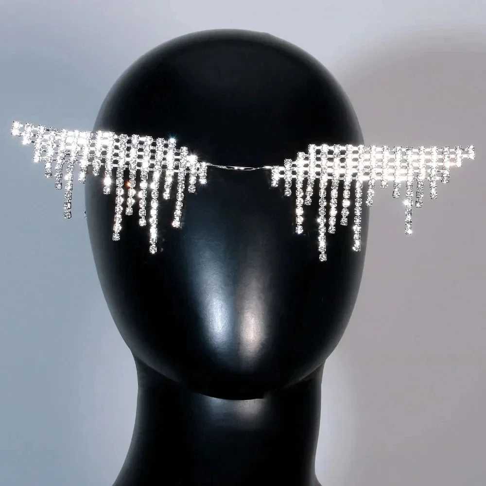 Stonefans Tassel Glasses Frame Luxury for Women High Quality No Lenses Rhinestone Fashion Boho Eyes Face Decorate Free ShippingW251029