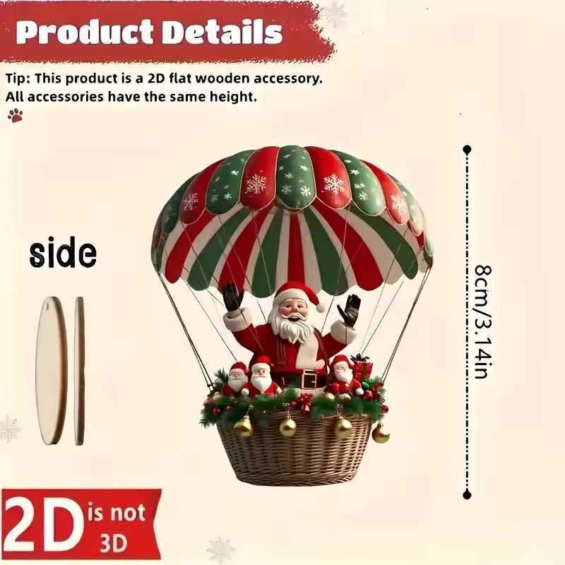 2D Santa Claus Parachute Christmas Tree Ornaments New Year Party Decoration 2025 Christmas Indoor Outdoor Home Decor DIY Gifts C251030