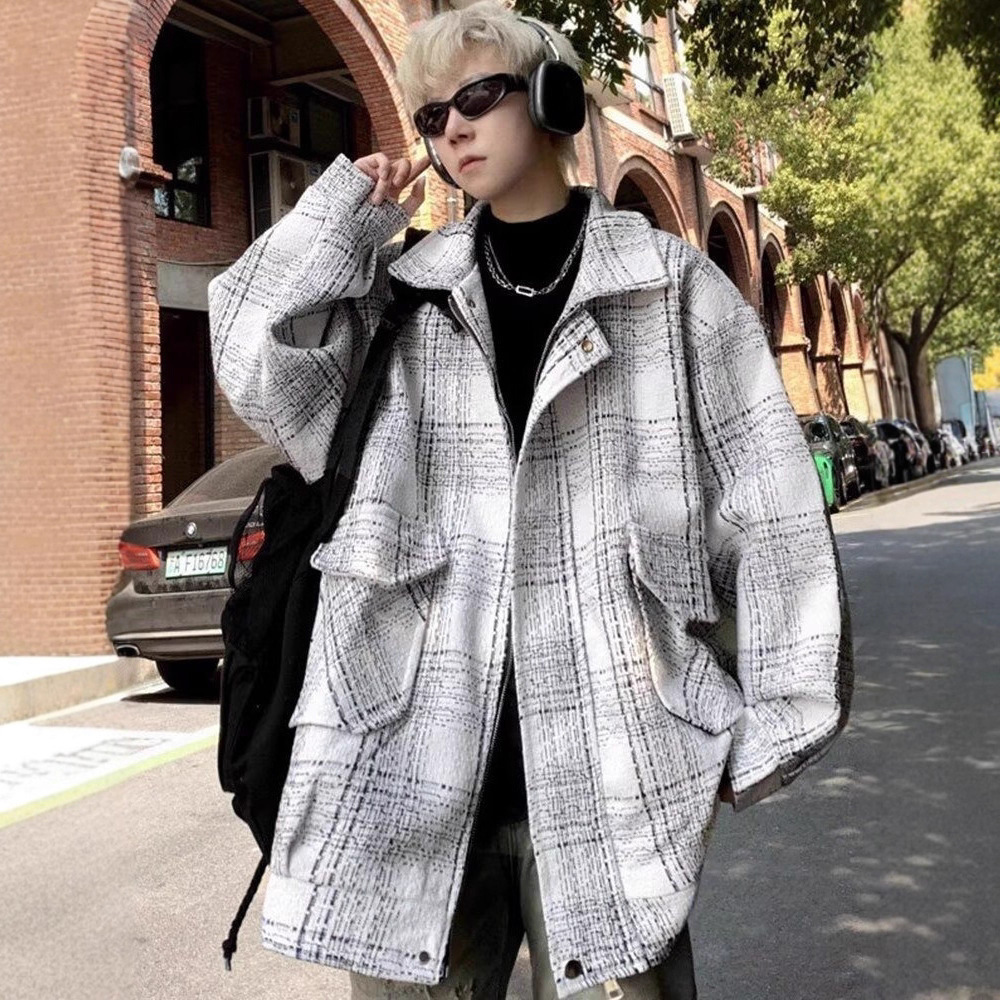 Xiaoxiang Style Plaid Jacket For Designer Coat Men Autumn And Winter 2025 New Houndstooth Large Pocket Loose Casual Versatile Jacket