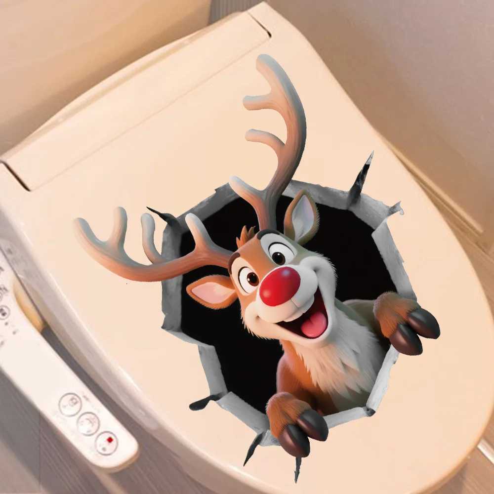 3D Santa Claus BreakThrough Wall Decal PVC Removable Christmas Wall Window Sticker Home Christmas Decoration Gift New Year 2025 C251030