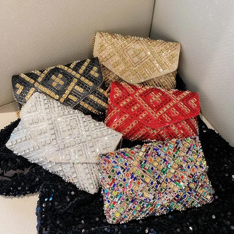 Rhinestone Evening Clutch Bag Diamond Women Banquet Party Wedding Fashion Messenger Purse Chain Small Shoulder Bag 251030