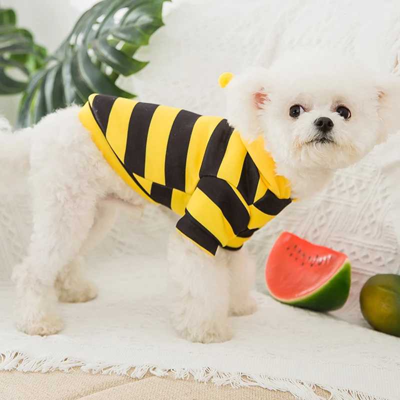 Cute Halloween Dog Bee Costume Autumn Winter Dog Hoodies for Small Medium Dogs Stripe Puppy Pullover Coat Hooded Pet Clothes C251030