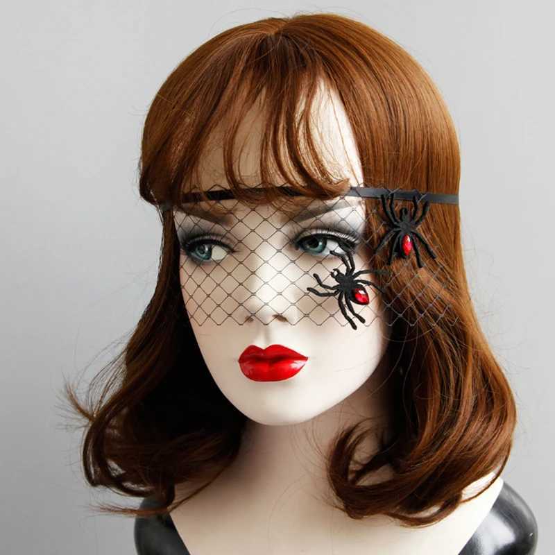 1920s Gatsby Party Spider Jewelry Masks Halloween Masquesrade Wearing Gothic Black Mesh Rose Face Mask Charming HeaddressW251029