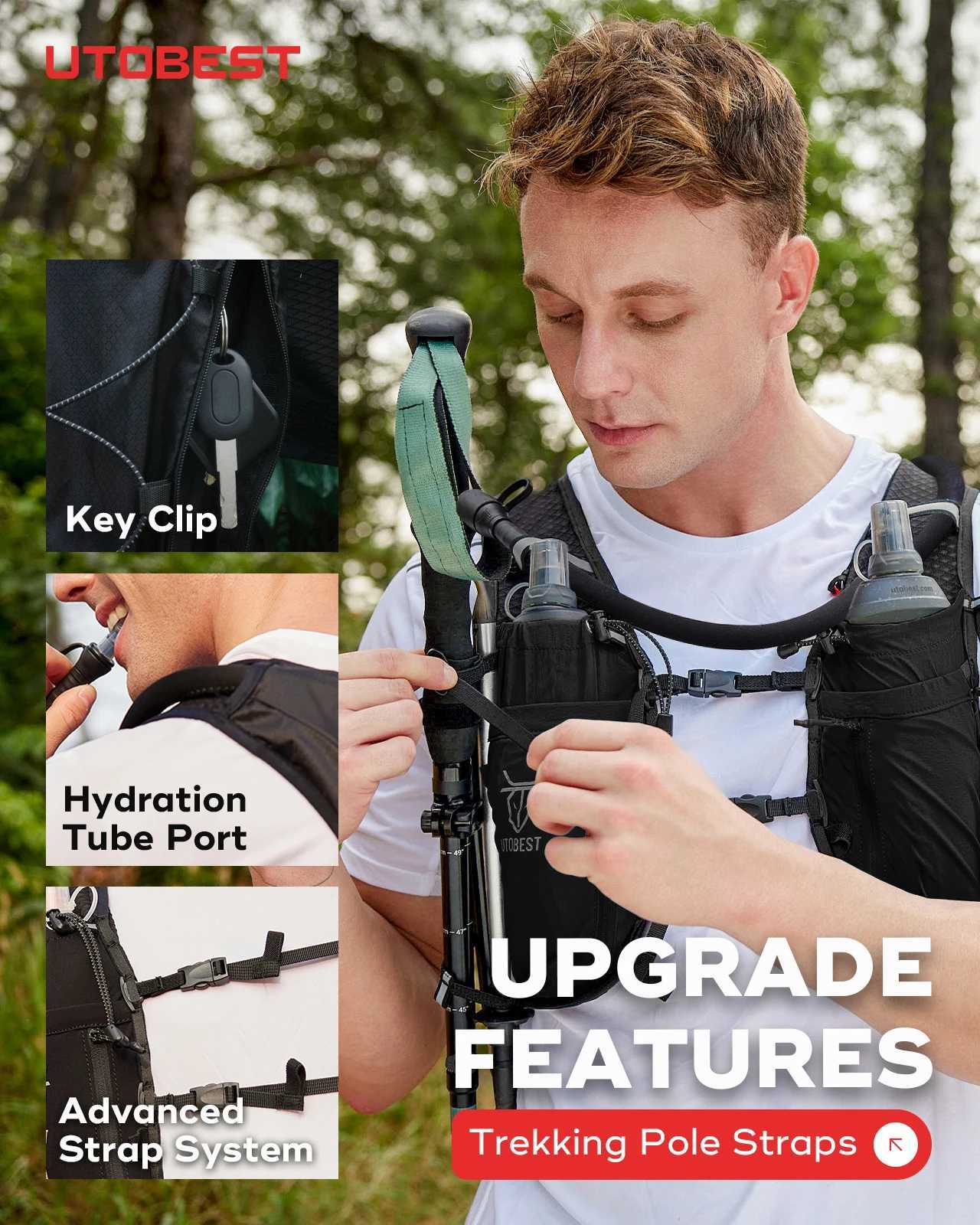 UTOBEST Trail Running Backpack 10L Ultra Lightweight Hydration Vest with 2L Water Bladder for Outdoor Hiking Cycling Marathon H251029