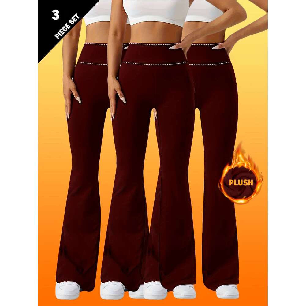 1XL-4XL Large Size Autumn And Winter Plus Veet Thickened Two Side Pockets High Waist Abdomen Hip Lift Outdoor Sports Leisure 3 Pieces