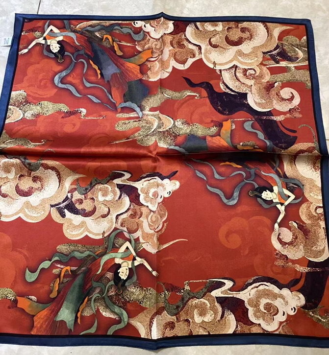 Flying Cloud Fairy Chinese Style Plain Satin Hangzhou Silk 70 Square Scarf for Women ddmynov