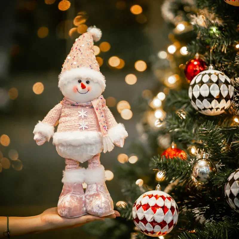 1pc Christmas Decorations supplies Pink Old Man Snowman Telescopic Figure home decoration Bedroom Display Christmas ornaments C251030