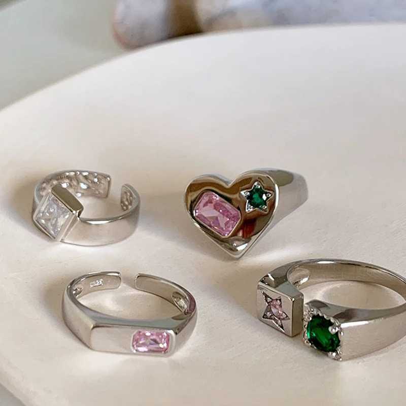 FOXanry Sparkling Zircons Engagement Rings for Women Couples TrenDY Elegant Heart Handmade BirtHDay Party Jewelry GiftsW251030