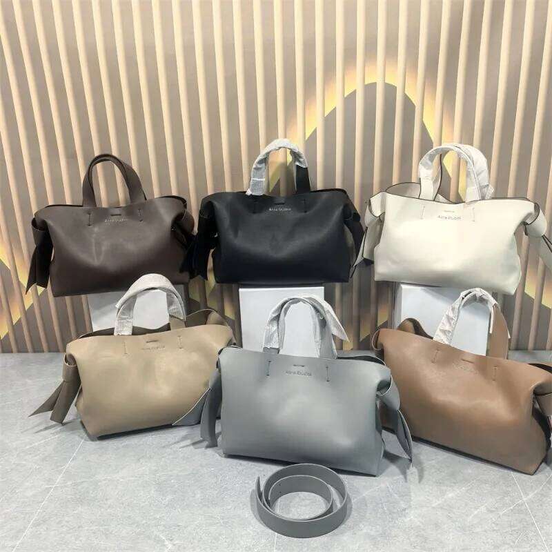 Acnestudios EKNI Musubi Mini Genuine Leather Unisex Commuter Crossbody Handbag Bucket Bag