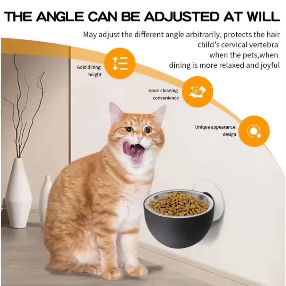 1 Pcs Wall Mount Stainless Steel Dog Bowls Anti Spill Pet Food Dishes Elevated Cat Bowl Dishwasher Safe Rustproof J251113