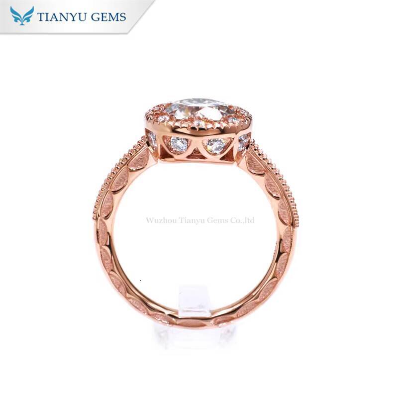 Tianyu Glorious 2 CTW Moissanite Diamond Custom Fine Jewelry Sterling Silver 10K 14K 18K Solid Rose Gold Engagement Rings
