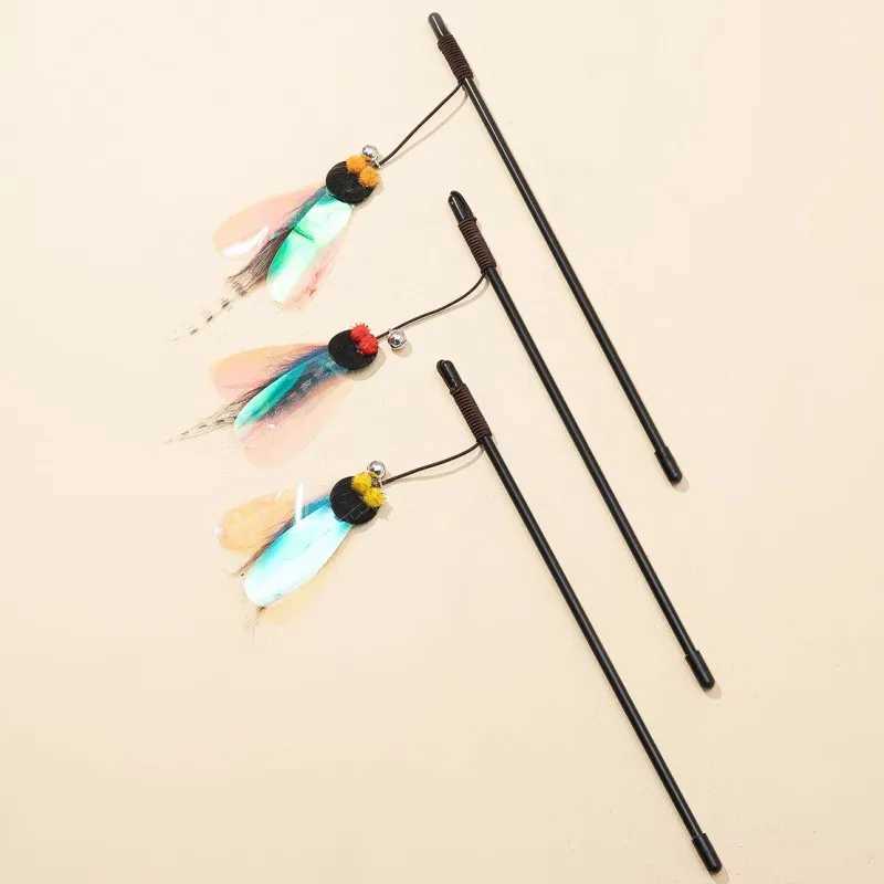 Cat Toys Feather Toy for Cats Teaser Stick Bite Resistant Butterfly Cat Toys Interactive Durable Cats Toy with Bell Pet Products S251029{category}