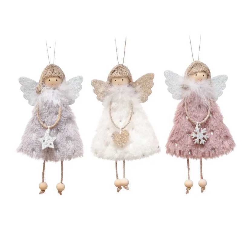 Plush Angel Girl Doll Pendant Christmas Decorations Handmade Crafts Xmas Tree Hanging Ornaments Home New Year 2026 Gift Toy C251030