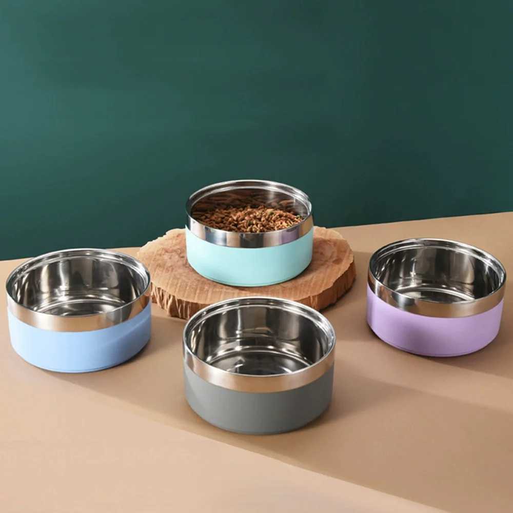 Premium Dog Bowl Stylish Large Capacity Pet Bowl Thickened Doublelayer Stainless Steel Design with NonSlip Mat for Cats Dogs J251113
