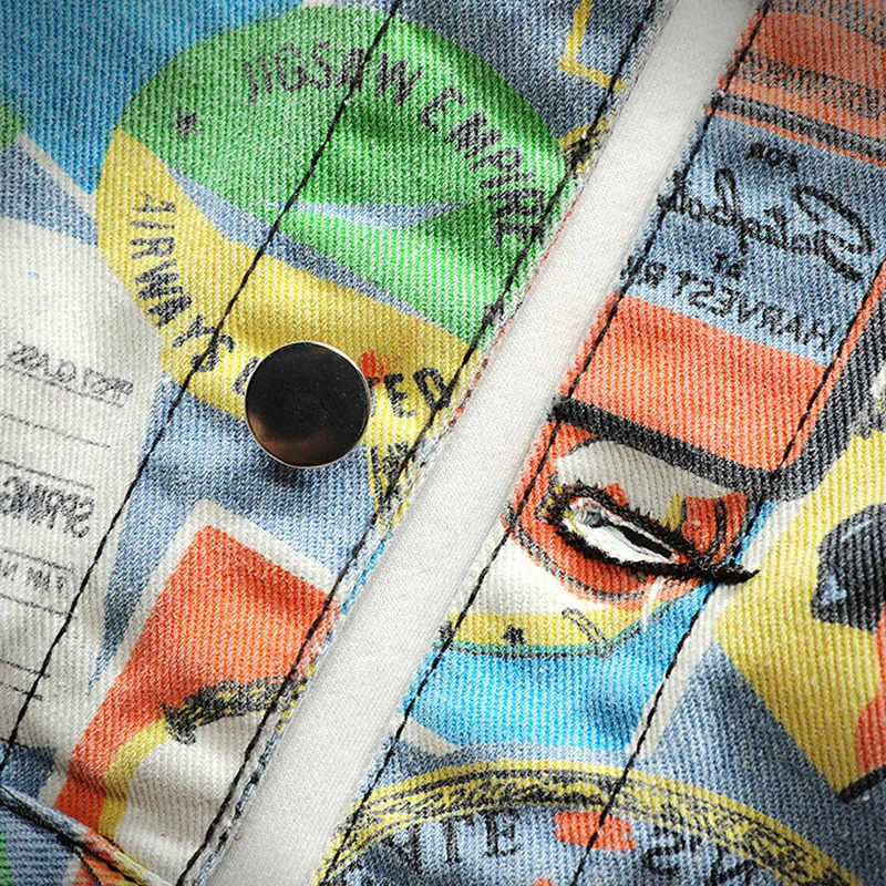 YASUGUOJI Personalized Design Denim Jacket Men Fashion Camouflage Graffiti Jackets Streetwear Plus Size Mens Jeans Coat 251029