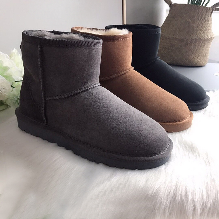 New women's genuine sheepskin wool integrated snow boots for autumn and winter, warm and anti slip men's outdoor snow boots, designer oversi