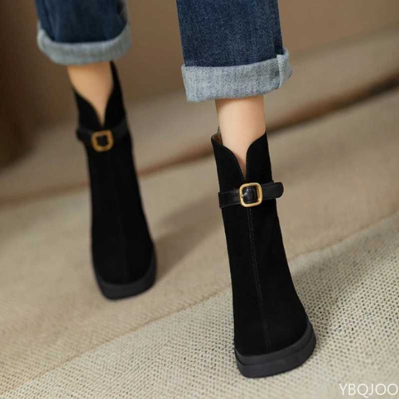 Fashionable versatile thick sole thick heel women boots autumn winter elegant simple high heels leisure comfortable women shoes Z251029