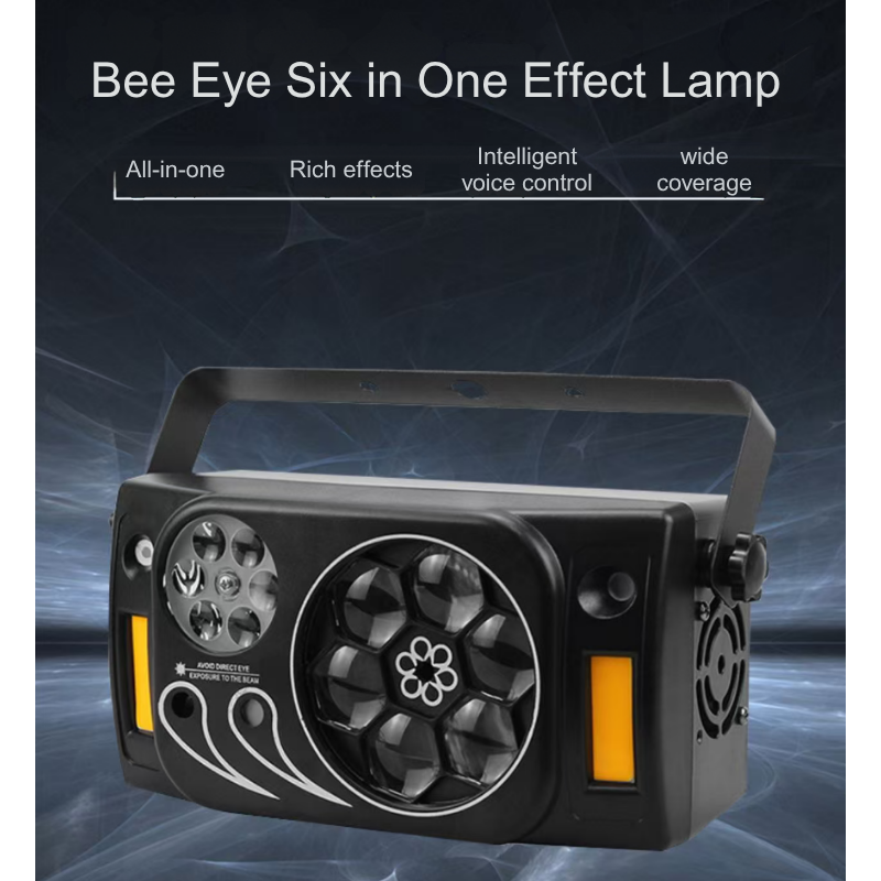 High-Power Audio Reactive Laserscape: Multi-Faceted Dance Floor Illumination Kit by Iron + ABS Material Compatible With House Parties---Six-eyed honey