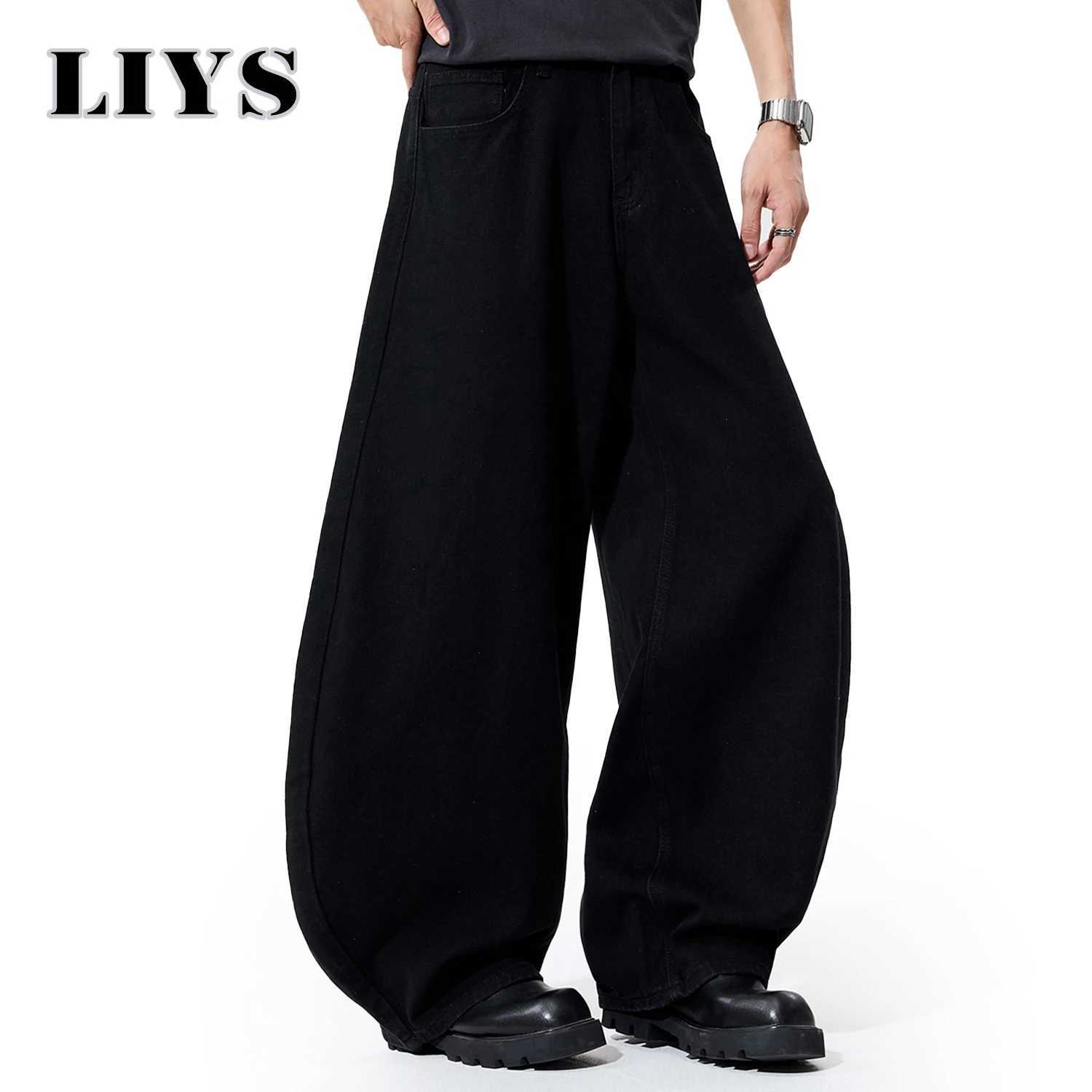 Autumn Mens Black Wide Leg Jeans Y2K Baggy Loose Fitting Denim Pants Man Solid Streetwear Loose Daily Casual Fashion Jeans J251030