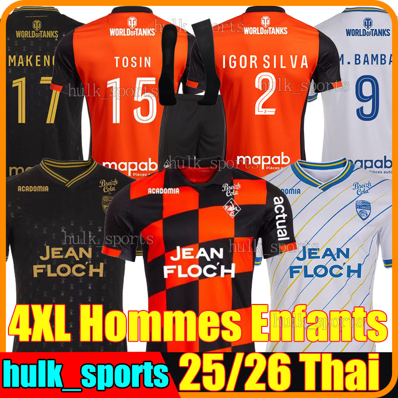 4XL 25/26 FC Lorient IGOR SILVA soccer jerseys TOSIN SOUMANO P.PAGIS LE BRIS M.BAMBA DIENG MVUKA ABERGEL KATSERIS MAKENGO A. KOUASSI men kids kits sets football shirts
