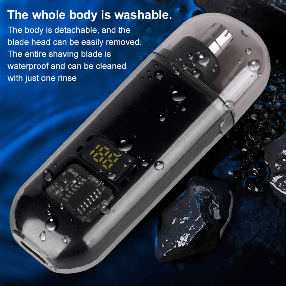 Portable Nose Hair Trimmer Ear Nose Hair Trimmer Clipper Digital DisplayBlack Z251030