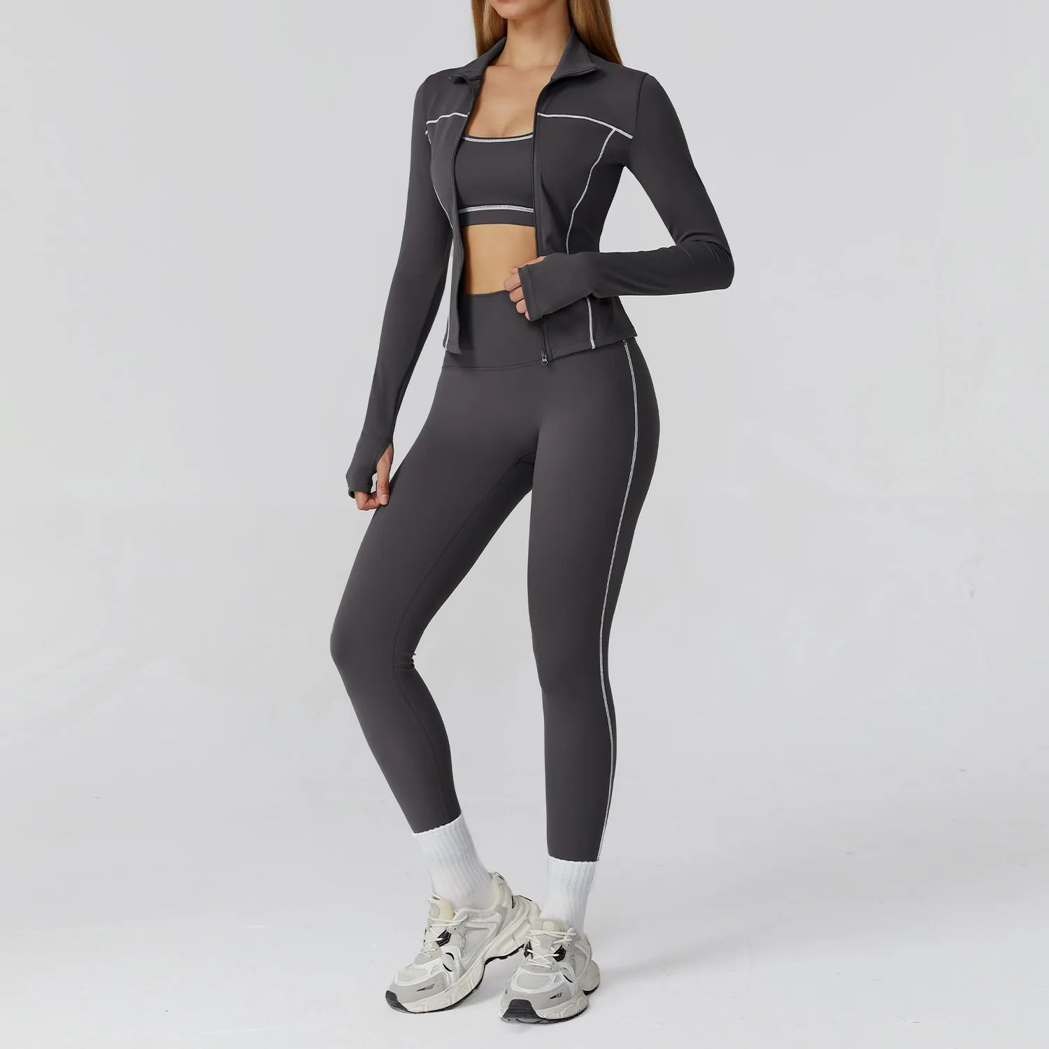 Yoga Set 23PCS Sports Outfits Women Clothes Fitness Tracksuit Gym Legging Workout Long Sleeved Female Bra Yoga Suit Sportswear 251024