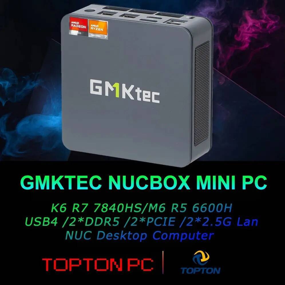 GMKtec Mini PC Gaming M6 Ultra AMD Ryzen 5 7640HS Dual NIC LAN 25Gbps Desktop Computer USB40 HDMI DP USBC WiFi 6E