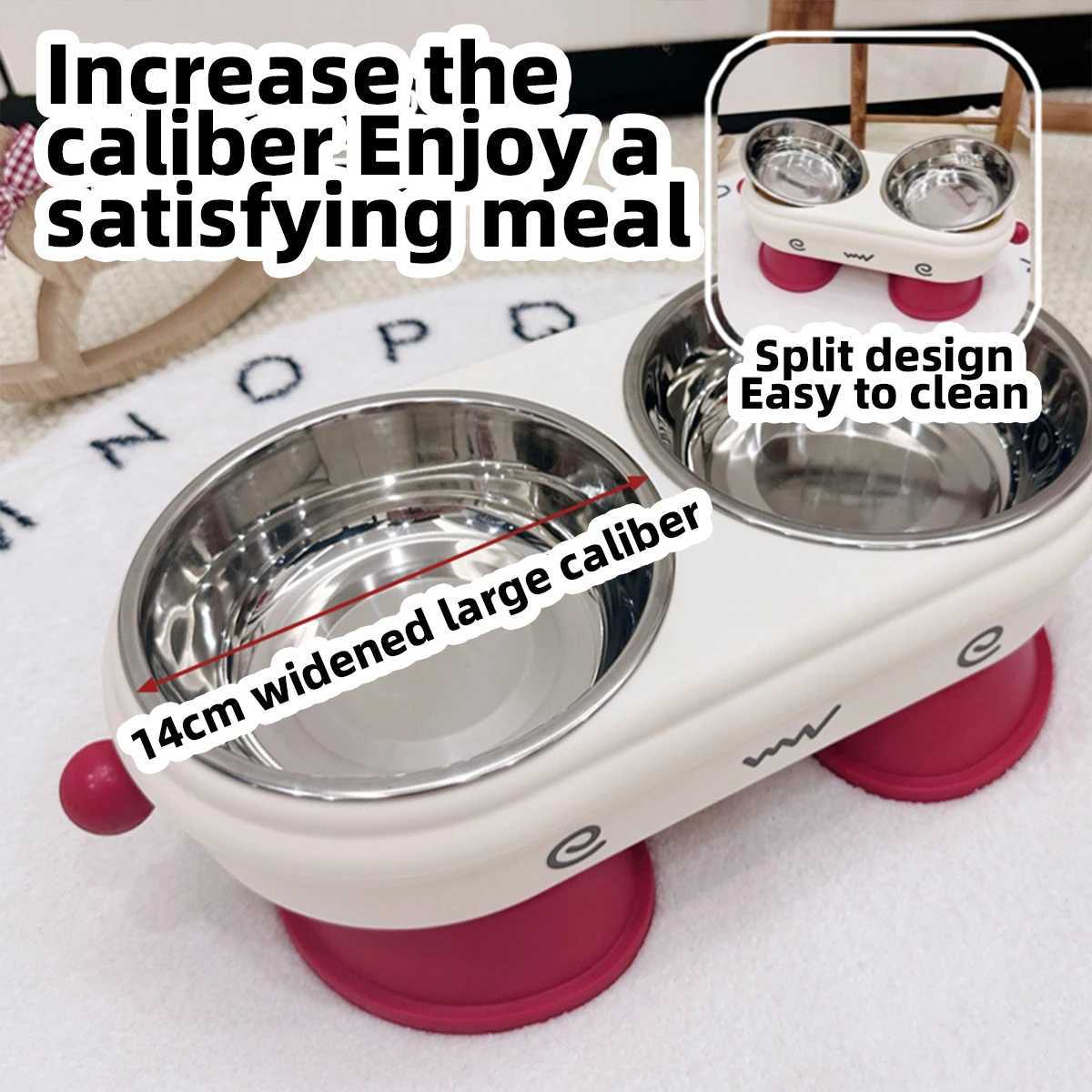 Pet Feeder HighStand Dual Bowl Cat Bowl Simulation Knock over Neck Protection TwoInOne Design for Feeding Kittens J251113