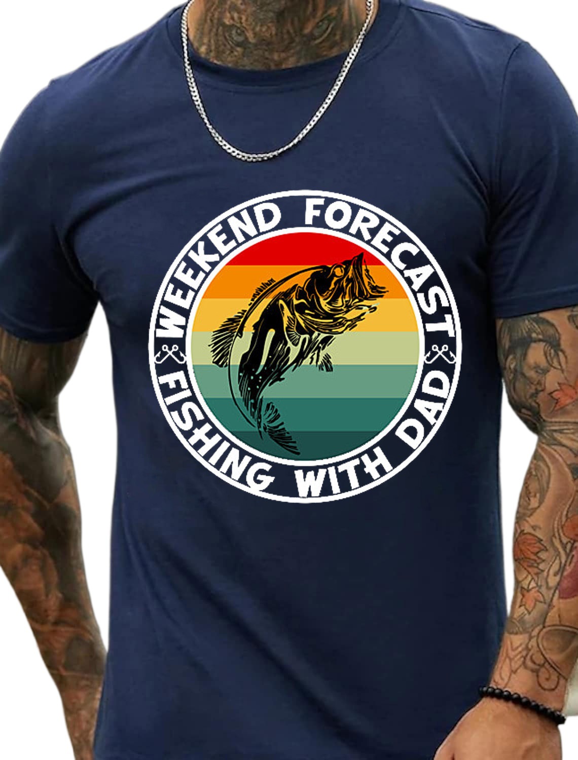 European & American Oversized Weekend Fishing Series Patterned Fashionable Men's Cotton Summer T-Shirt - TT7091