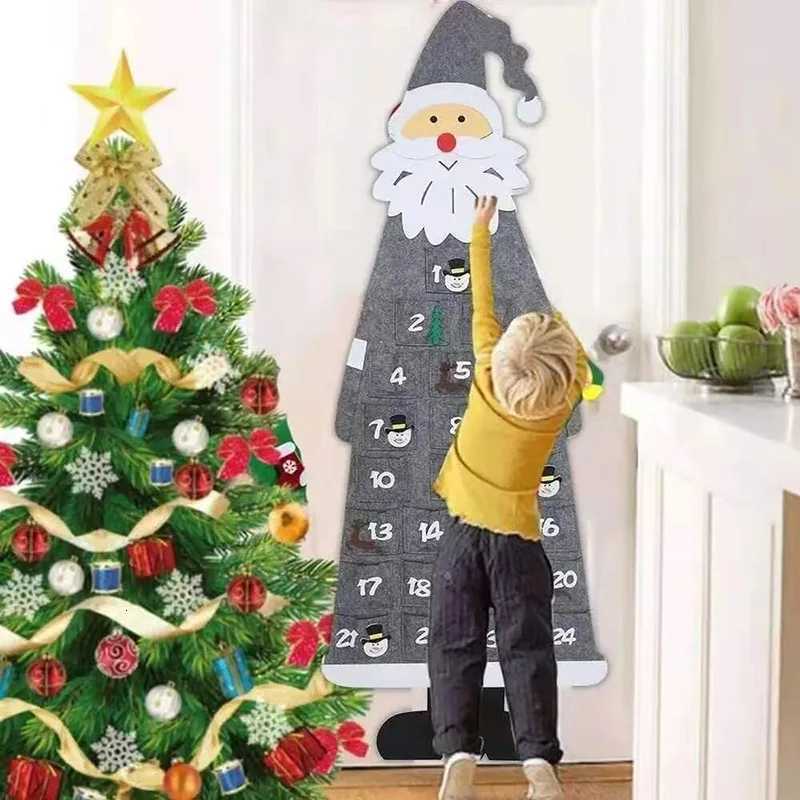Christmas Felt Advent Calendar Wall Hanging Santa Advent Calendar with Pockets 24 Days Kids Toys For Children Christmas Gift C251030