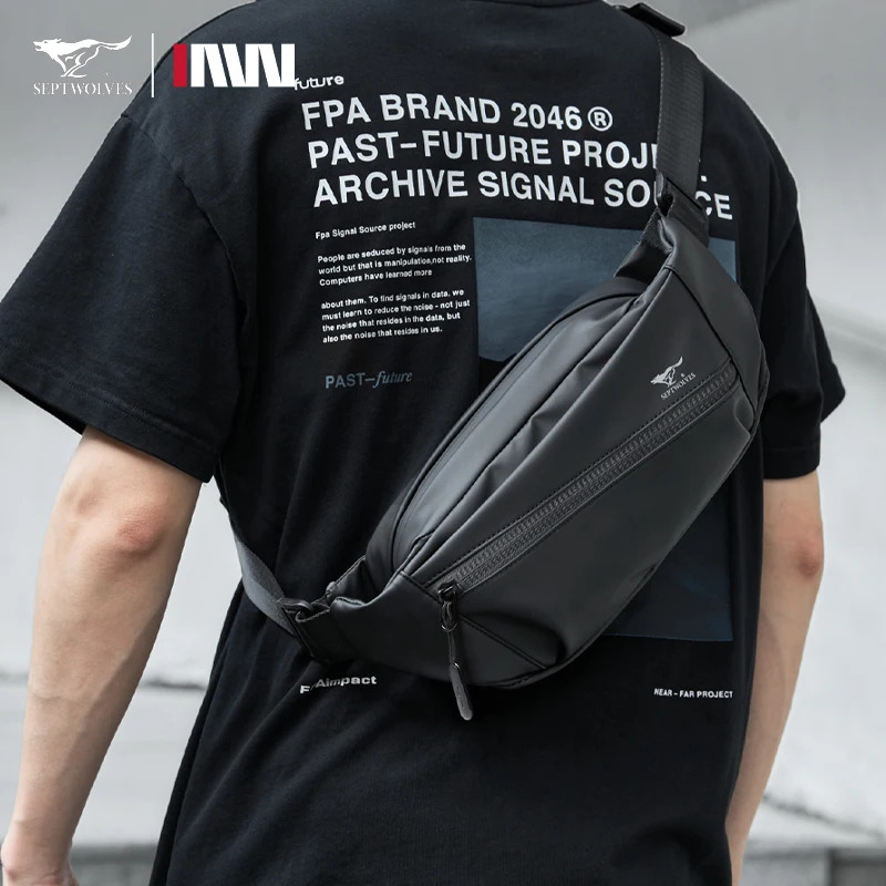 Septwolves Magnetic Buckle Crossbody Fanny Pack Man Adjustable Shoulder Strap Travel Waist Bag Waterproof Phone Mini iPad Bumbag 251021
