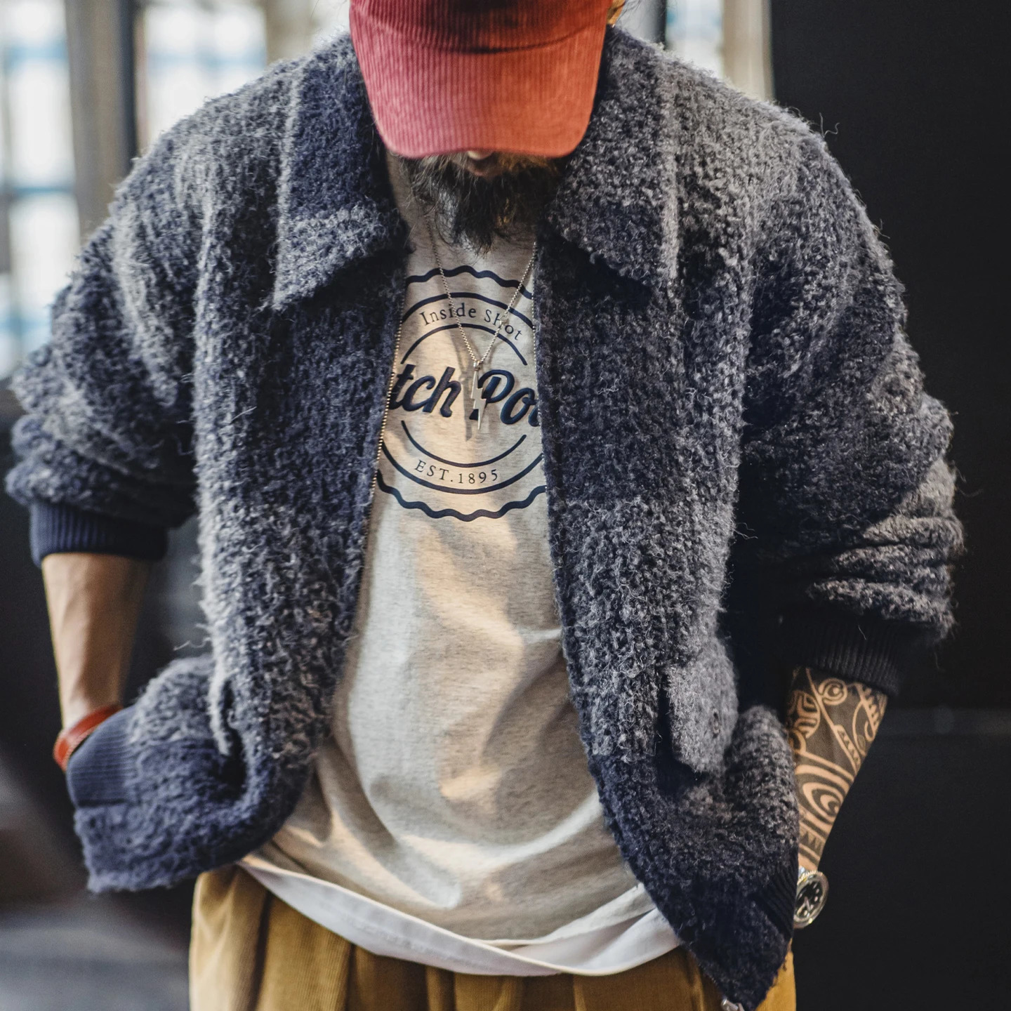 Maden Vintage Mens Plaid Wool Blend Cardigan Jacket Collar Zippered Huntuing Warm Coat for Autumn Winter Streetwear 251029