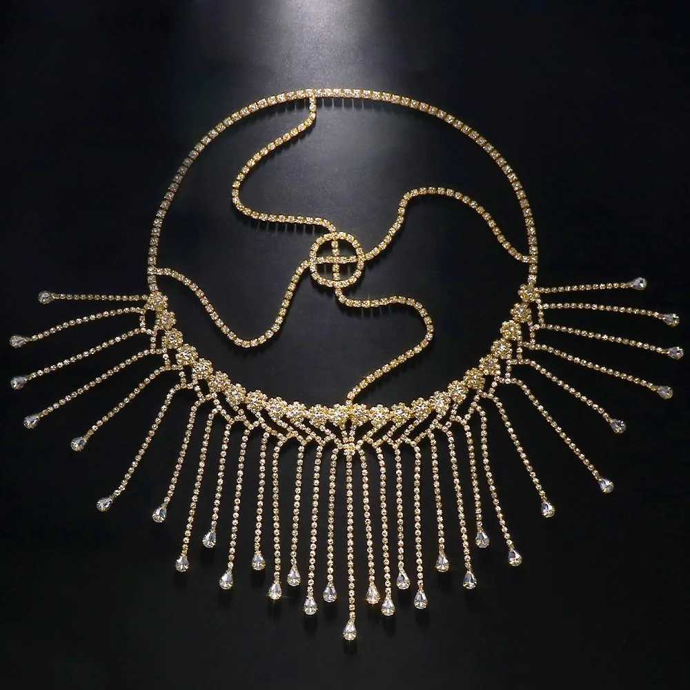 Stonefans Boho Rhinestone Long Tassel headband Chain Jewelry for Women Water Drop Pendant Crystal Mask Hat Accessories GiftW251029