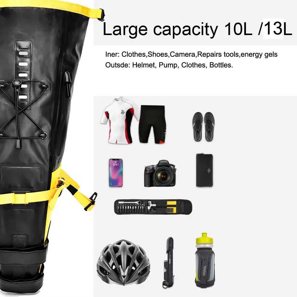 NEWBOLER Bike Bag Waterproof 13L Large Capacity Bicycle Saddle Bag Cycling Foldable Tail Rear Bag MTB Road Trunk Bikepacking H251029