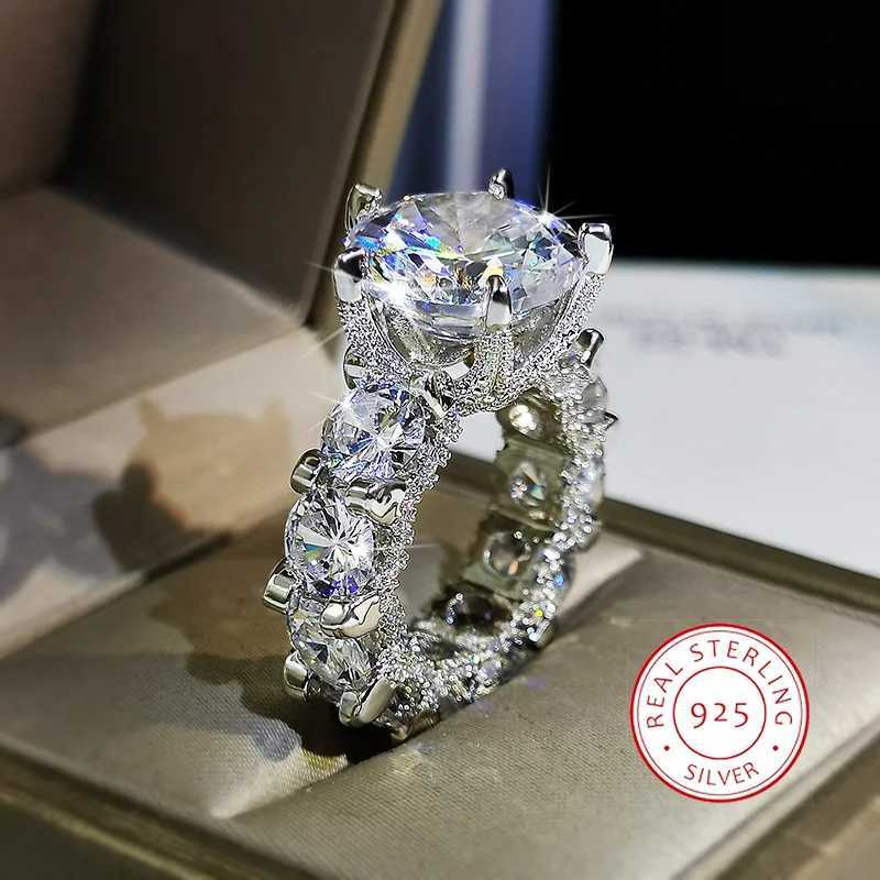 925 Stamp Ring White Zircon For Propose Wedding Engagement Ring Princess Inlaid Big Diamond Rings For Gift Girl FriendW251030