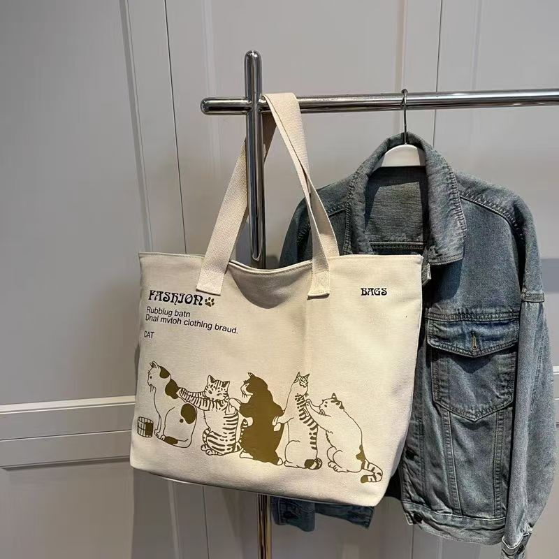 New large capacity women's casual canvas bag, Korean fashion shoulder bag, simple and versatile handbag, trendy designer bag