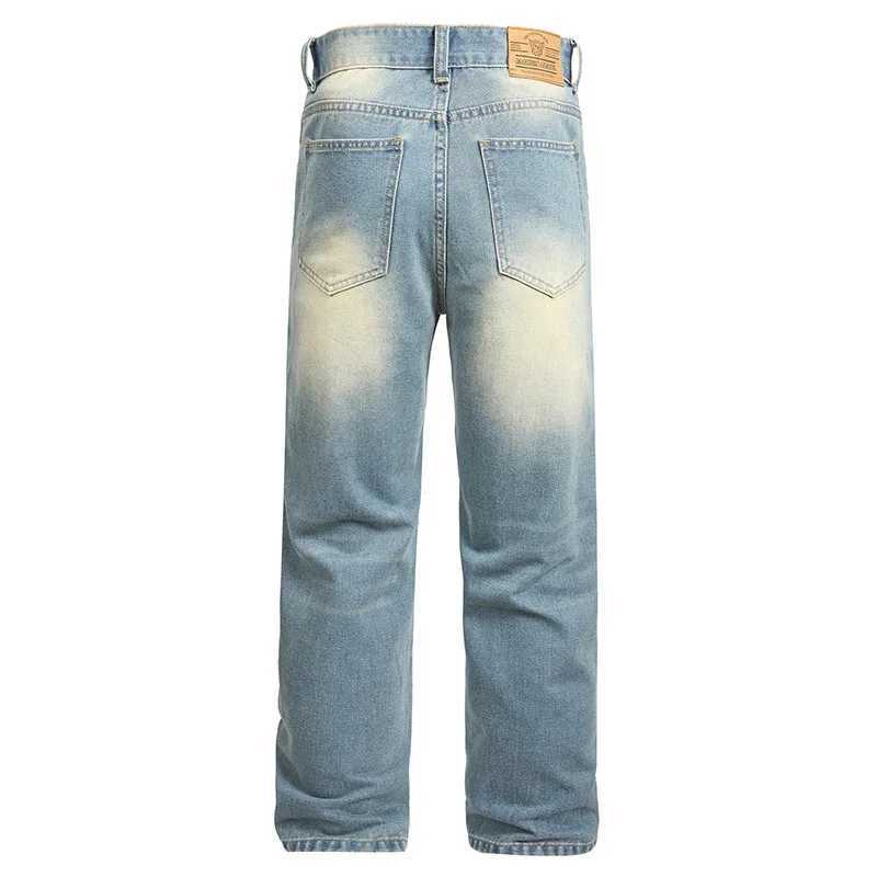 Nostalgic ripped jeans mens 2025 autumn collection trendy brand American retro washed loose straight leg fashionable long pants J251030