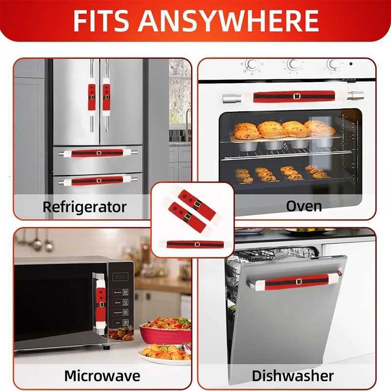 Christmas Plush Cloth Refrigerator Handle Covers Appliance Handle Covers Xmas Decorations for Home 2024 Navidad Natal New Year C251030