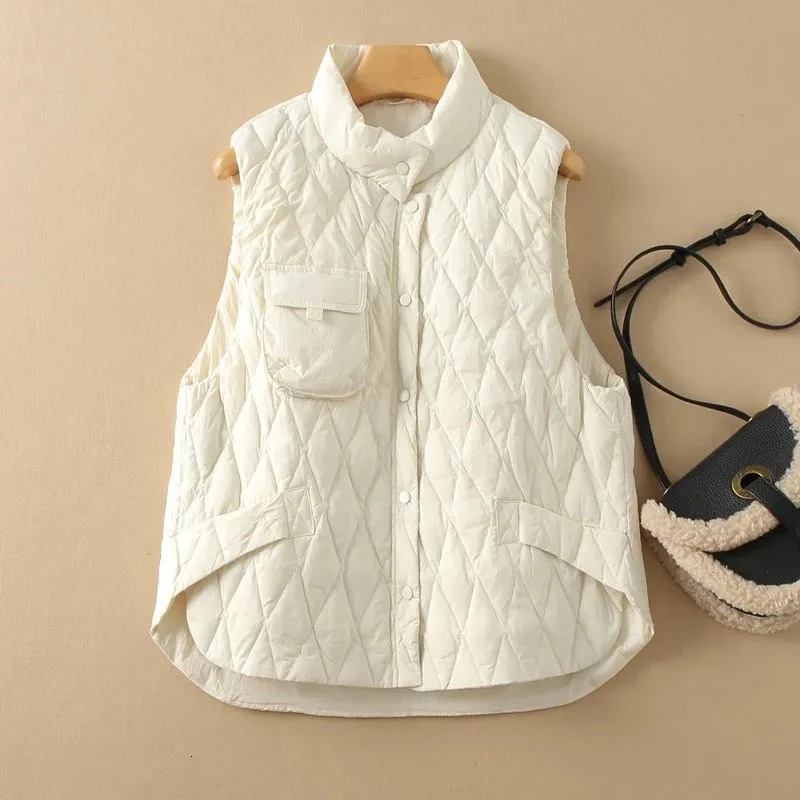 Womens Cotton Waistcoat Autumn Winter Sleeveless Standup Collar Lady Down Cotton Vest Loose n Sense Ladies Jacket 251029