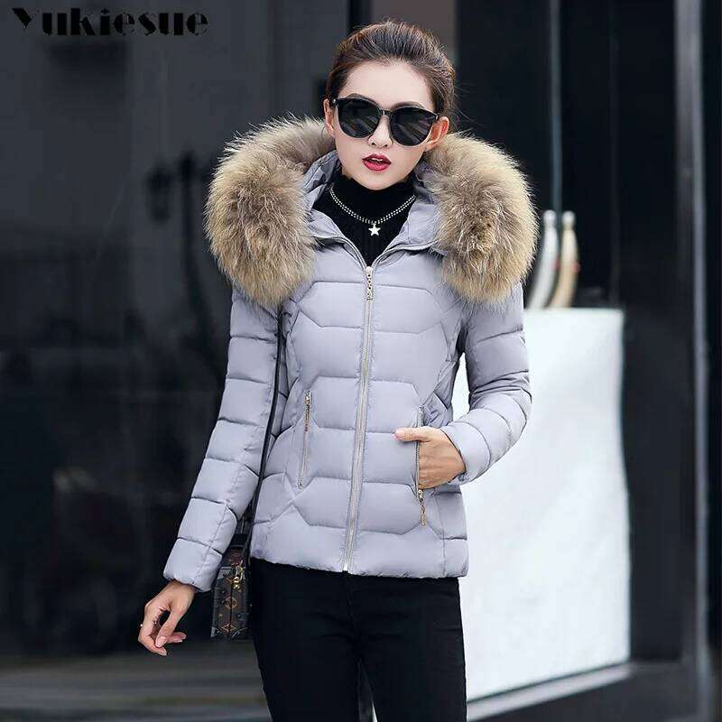 Faux Fur Women Down Clothes Womens Parkas Thicken Outerwear Hooded Winter Coat Female Jacket Cotton Padded