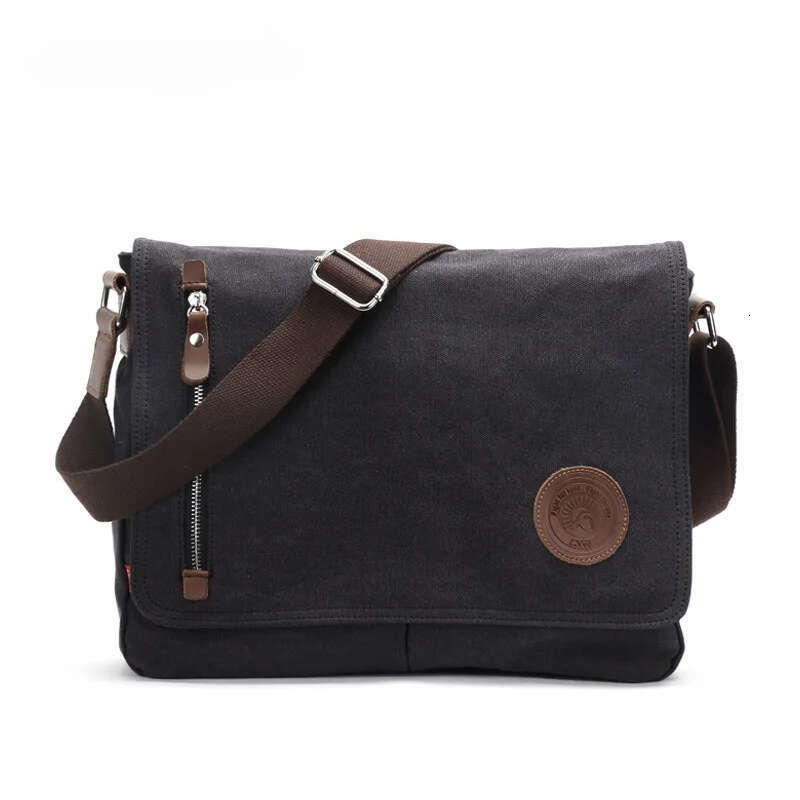 Augur Canvas Leather Crossbody Men Military Army Vintage Messenger Shoulder Bag Casual Travel School Bags