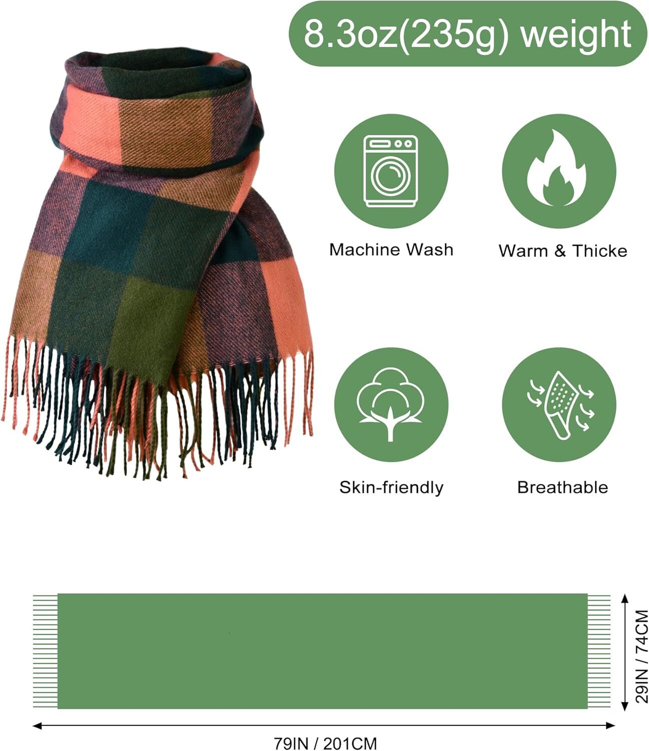 Custom Scarf for Women Women's Fall Winter Scarfs Cashmere Feel Blanket Scarf Classical Scottish Checked Long Shawl Wraps Christmas gifts